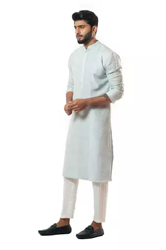Ice Blue Pintuck Straight Kurta Set