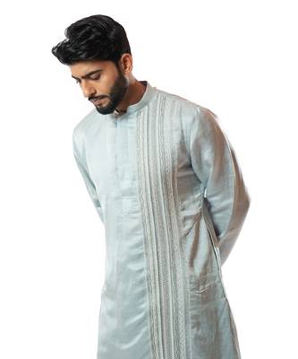Ice Blue Hand Embroidered Kurta Set 2