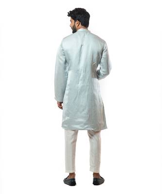 Ice Blue Hand Embroidered Kurta Set 3