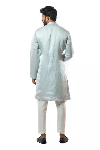 Ice Blue Hand Embroidered Kurta Set