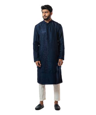 Navvy Blue Embellished Double Layer Kurta Set 1