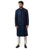 Navvy Blue Embellished Double Layer Kurta Set