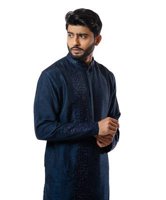 Navvy Blue Embellished Double Layer Kurta Set 2