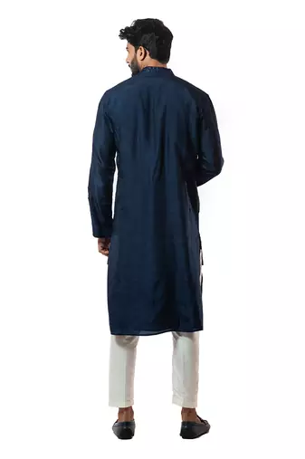 Navvy Blue Embellished Double Layer Kurta Set