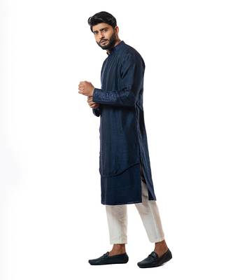 Navvy Blue Embellished Double Layer Kurta Set 4
