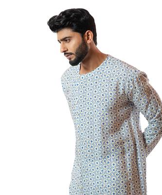 Ivory Digital Printed Front Cut Kurta Set 2