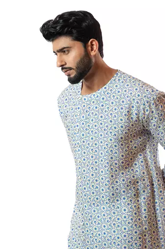 Ivory Digital Printed Front Cut Kurta Set