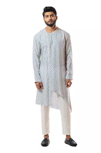 Ivory Digital Printed Front Cut Kurta Set
