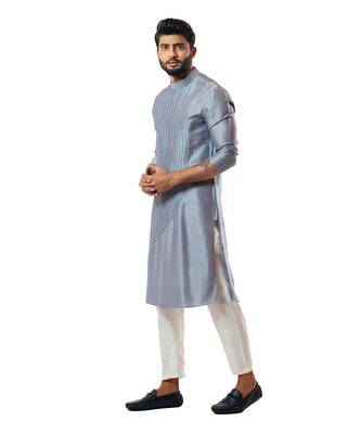 Steel Grey Cord Round Kurta Set 1