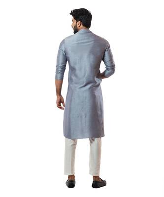 Steel Grey Cord Round Kurta Set 3