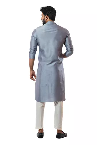 Steel Grey Cord Round Kurta Set