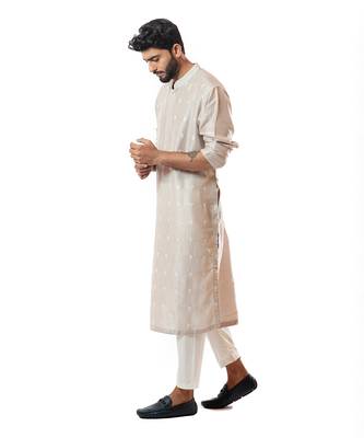 Icy Grey Hand Embroidered Kurta Set 2
