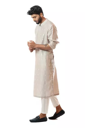 Icy Grey Hand Embroidered Kurta Set