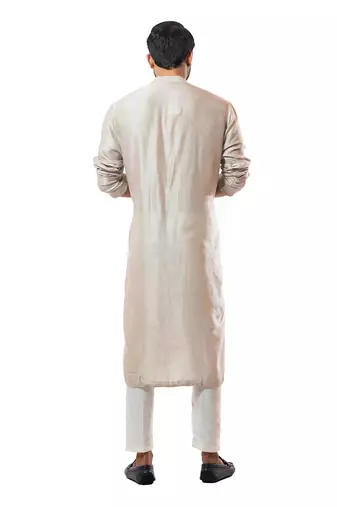 Icy Grey Hand Embroidered Kurta Set