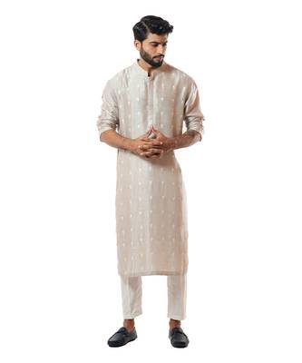 Icy Grey Hand Embroidered Kurta Set 1