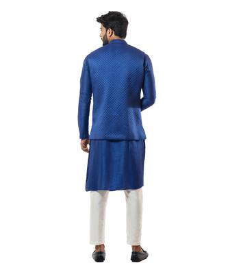Indigo Blue Digital Printed Nehru Jacket Set 2