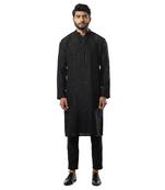 Black Pintuck Embellished Kurta Set