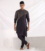 Charcoal Black Adrean Zipper Kurta Set