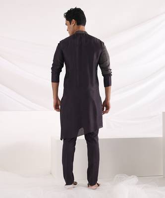 Charcoal Black Archer Nehru Jacket Set 2