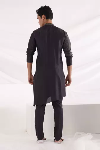 Charcoal Black Archer Nehru Jacket Set