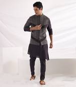 Charcoal Black Archer Nehru Jacket Set