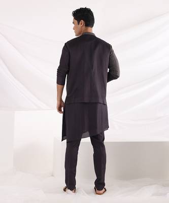 Charcoal Black Archer Nehru Jacket Set 3