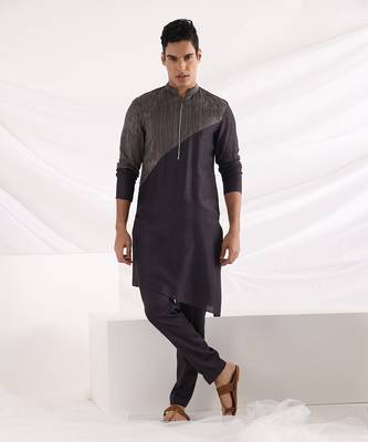 Charcoal Black Archer Nehru Jacket Set 4