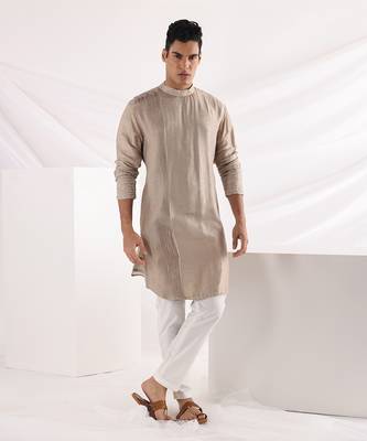 Beige Eldoris Pleated Kurta Set 1