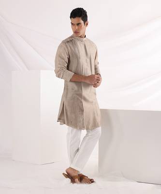 Beige Eldoris Pleated Kurta Set 2