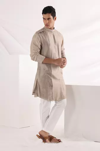 Beige Eldoris Pleated Kurta Set