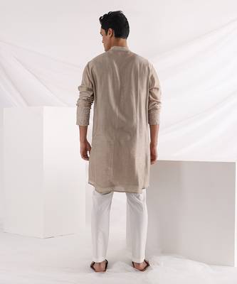 Beige Eldoris Pleated Kurta Set 4
