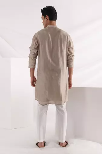 Beige Eldoris Pleated Kurta Set