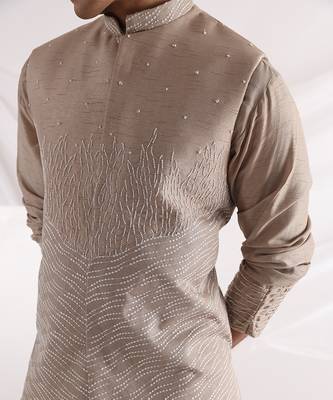 Beige Coastal Nehru Jacket Set 2