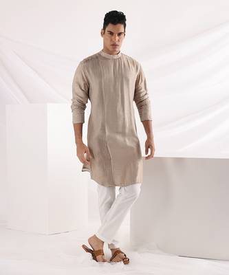Beige Coastal Nehru Jacket Set 4