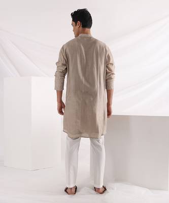 Beige Coastal Nehru Jacket Set 6