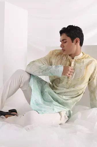 Multicolor Marble Print Kurta Set