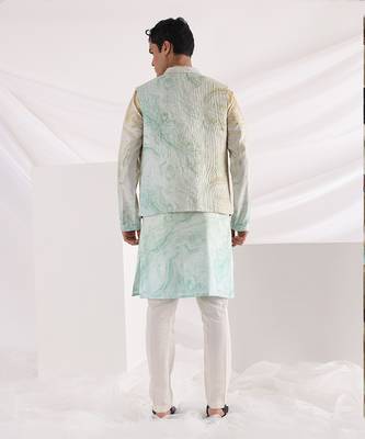 Multicolor Marble Print Quilt Jacket Set 2