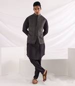 Charcoal Black Deep Sea Nehru Jacket Set