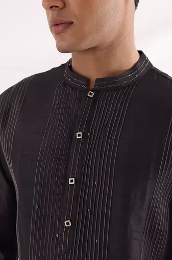 Charcoal Black Deep Sea Nehru Jacket Set