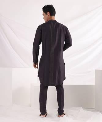 Charcoal Black Deep Sea Nehru Jacket Set 6