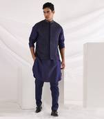 Midnight Corded Nehru Jacket Set