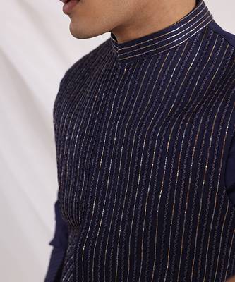 Midnight Corded Nehru Jacket Set 2
