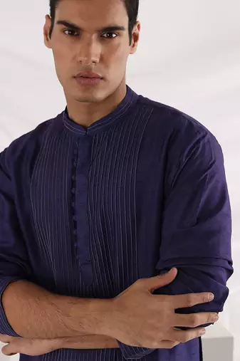 Midnight Corded Nehru Jacket Set