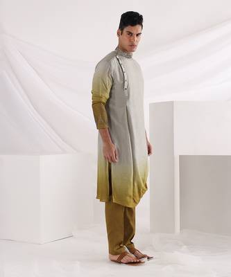 Olive Knot Drape Kurta Set 2