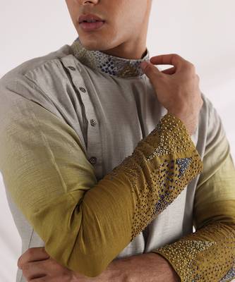 Olive Knot Drape Kurta Set 3