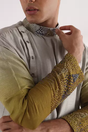 Olive Knot Drape Kurta Set