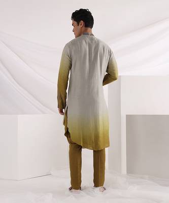 Olive Knot Drape Kurta Set 4