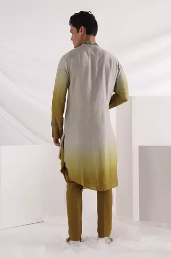 Olive Knot Drape Kurta Set