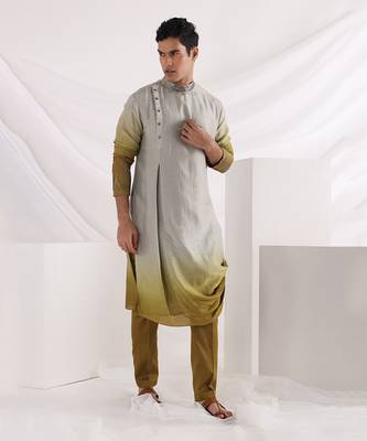 Olive Knot Embroidered Nehru Jacket Set 4