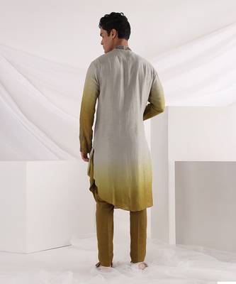 Olive Knot Embroidered Nehru Jacket Set 6